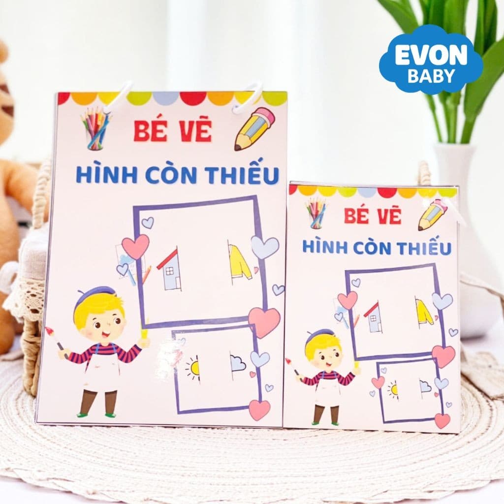 Thẻ Flash EVON BABY dạy bé tập nói- Rèn Tính Tập Trung Cho Bé Giảm Chú Ý - VẼ HÌNH CÒN THIẾU