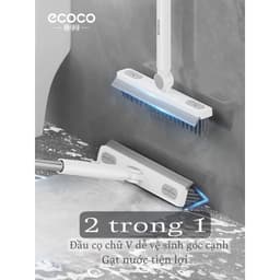 Chổi cọ sàn nhà tắm 2 trong 1 ECOCO kèm gạt nước xoay 180 độ cán dài mẫu mới 2025 vệ sinh đa năng E25139 2