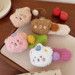 Kẹp tóc mỏ vịt gấu bông dễ thương cho nữ, loại lớn, kẹp sau đầu, kẹp lông mềm, phụ kiện tóc xinh T370 5