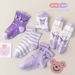 Set 5 Đôi Tất Vớ Trẻ Em Bé Gái Cotton Nguyên Chất Hoạt Hình Kuromi Dễ Thương M313 5