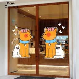 Pet Shop Miếng Dán Cửa Kính Dán Tĩnh Điện Dán Cửa Sổ Hoạt Hình Thú Cưng Chải Lông Trang Trí Cửa Hàng Keo Có Thể Tháo Rời 5