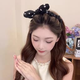 Bow Polka Dot Headband Nữ High Skull Top Mũ chống trượt 3