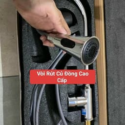Vòi Rút Dùng Cho Chậu Rửa Bát. Giúp Dễ Dàng Vệ Sinh Chậu Và Tiện Lợi. Chất Liệu Lõi Đồng Cao Cấp, Có 2 Đường Nóng, Lạnh 4