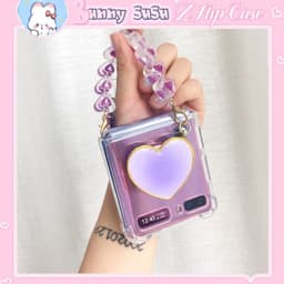 [CÓ SẴN] Ốp Samsung Z Flip 4 - ZFlip3 - Z Flip3 - Flip3 - Flip4 5G chống sốc set popsocket kèm dây tim acrylic dễ thương 2