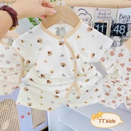 Bộ sơ sinh cộc tay Hàn Quốc Chất Liệu Thun Lạnh Cao Cấp Mềm Mát Thấm Hút Tốt Cho Bé Kích Thước 4