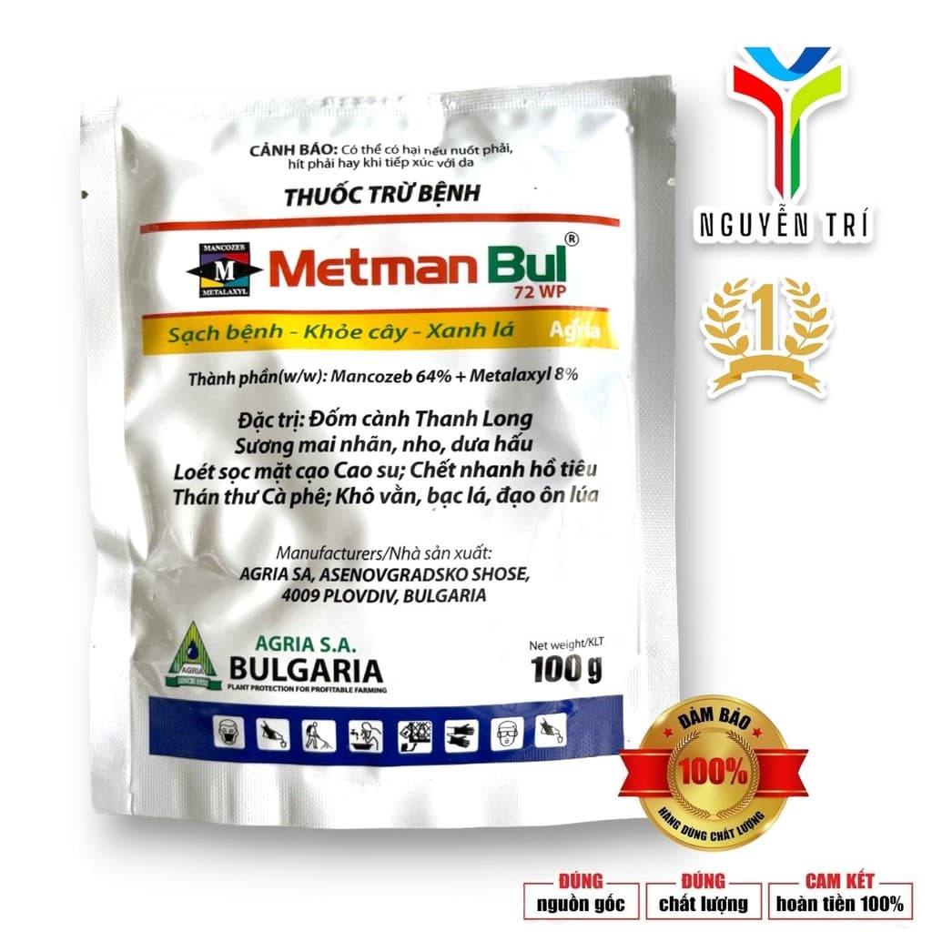 Sản Phẩm Quản Lý Nấm Bệnh Metman Bul 72WP (100g) - Tác Động Kép, Hàng Cao Cấp Bulgaria