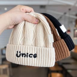 Phong Cách Hàn Quốc Dệt Kim Trẻ Em Mũ Ấm Áp Bé Trai Bé Gái Chữ Dệt Kim Mũ Len Bé Gái Ấm Áp Bảo Vệ Tai Cho Bé Mũ Trùm Đầu 2
