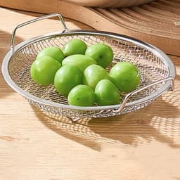 Khay lọc dầu SDFG, Chảo nhỏ giọt Tempura chống rỉ tròn, Tiện ích nhà bếp Lưới thép không gỉ có tay cầm Giỏ đựng nồi chiên không khí Trái cây 9
