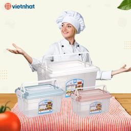 Hộp lạnh 2 quai Việt Nhật 3 size (6521), Hộp đựng thực phẩm, bảo quản thức ăn có quai xách tiện lợi 5