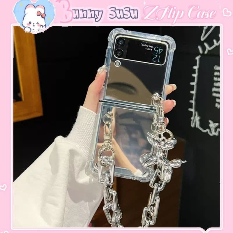 [CÓ SẴN] Ốp Z Flip 8 - Z Flip6 - Flip4 - Flip7 - Flip4 5G tráng gương chống sốc kèm dây xích bạc cá tính và tag treo