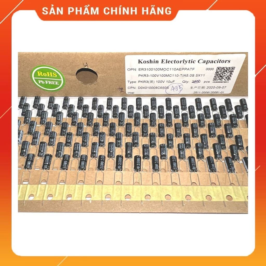 [ 30 con ]  TỤ HOÁ 100V 10UF  HÃNG KOSHIN , Suscon ( 100V10UF  10UF100V  10UF 100V )
