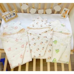 Chăn Ủ Xô Muslin Trần Bông Hạt Đậu Cao Cấp Dày Dặn Và Ấm Áp Cho Bé Sơ Sinh 3