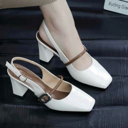 Giày Dép Sandal Nữ 𝙔𝙐𝙇𝙄𝙉𝘼 Mũi Vuông khóa chữ nhật gót 6P  J14 6