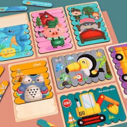 Puzzle Gỗ Que Kem 2 Mặt Cho Bé 2–6 Tuổi | Đồ Chơi Ghép Hình Phát Triển Tư Duy 3