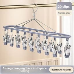 Móc bọc nhựa 20 kẹp​​ ​​Thép không gỉ, ​​Dụng cụ sắp xếp quần áo chống gió​​ TUIDO SHOP 6