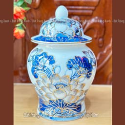 [Vẽ Vàng] Đồ thờ Bát Tràng họa tiết hoa sen phú quý vẽ vàng 24k - Đồ thờ cúng, Đồ thờ gia tiên. 6