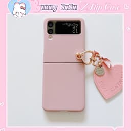 [CÓ SẴN] Ốp Samsung Z Flip 3 - ZFlip 3 - ZFlip3 5G màu pastel ngọt ngào kèm bộ charm treo tim dễ thương cute 1