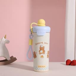 Cốc Giữ Nhiệt Lạnh Dung Tích 600ML Hoạ Tiết Mèo - Cún Dễ Thương Tặng Kèm Móc Khoá và Nút Bịt free ship 5
