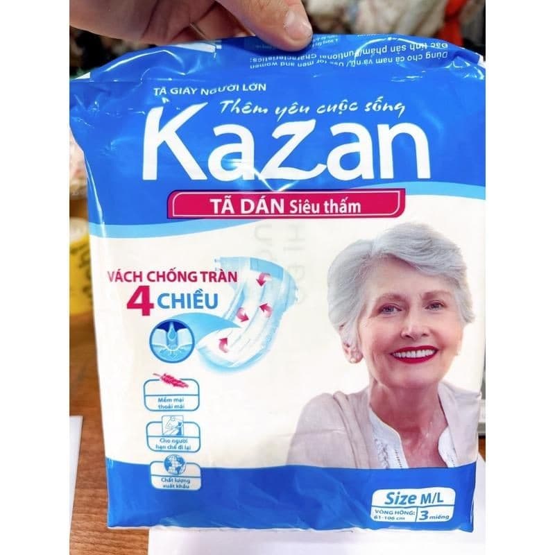 Sét 3 miếng  Bỉm đi sinh cho mẹ, bỉm người lớn KAZAN thấm hút tốt (mới)