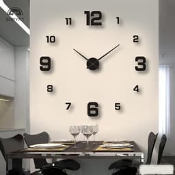 [Shpyht] Đồng hồ treo tường DIY cho văn phòng tại nhà Không khung Đồng hồ treo tường 3D hiện đại Nhãn dán gương Thiết kế phòng khách sạn Trang trí trường học Mới 6