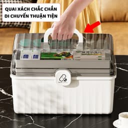 Hộp Đựng Thuốc 3 Tầng, Hộp Đựng Thuốc, Đồ Y Tế Gia Đình Có Tay Cầm, Khóa Đóng Mở An Toàn Q080 6