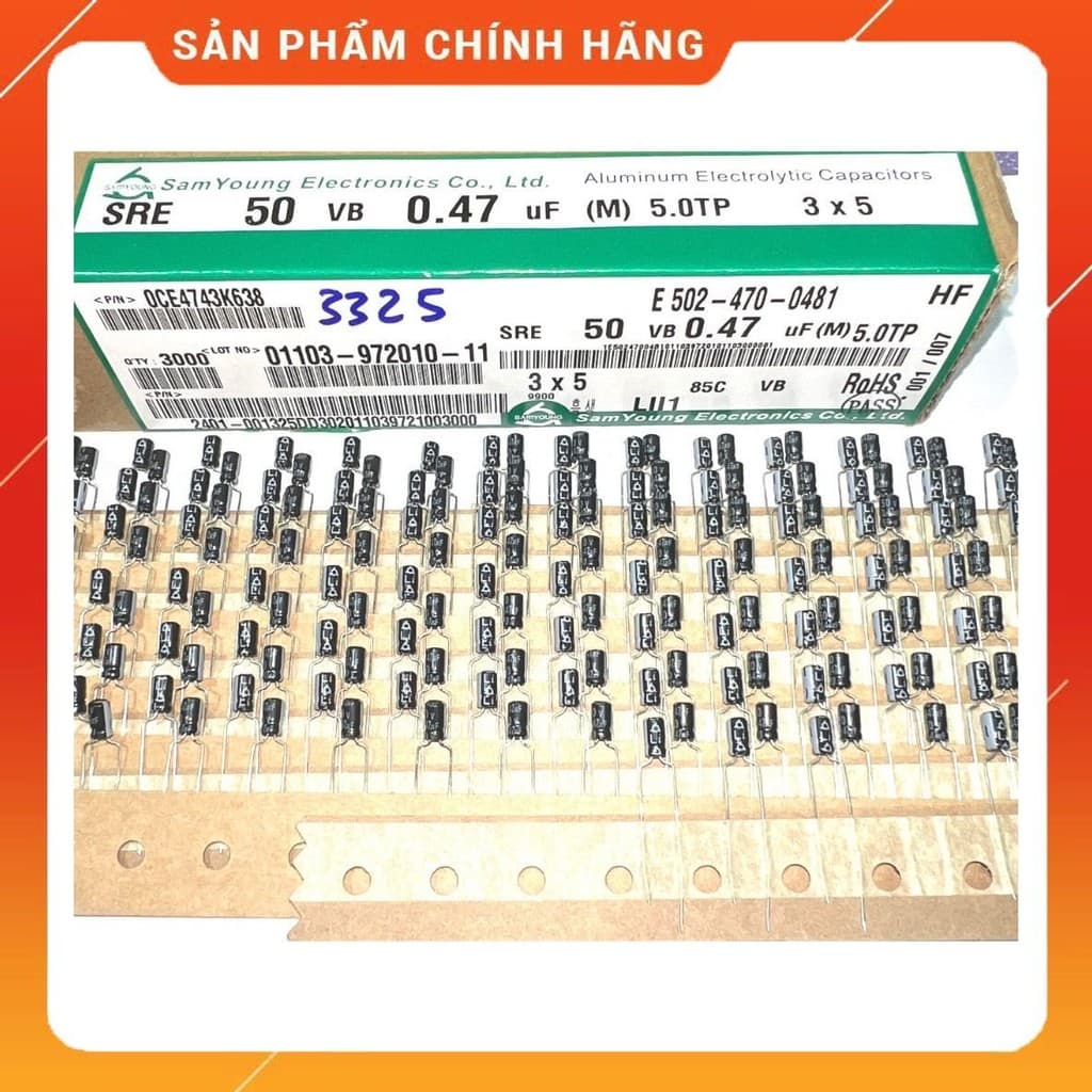 [ 30 con ] TỤ HOÁ 50V 0.47UF 50V , 50V0.47UF , 0.47UF50V ( size 3x5mm , 5x11mm )  HÃNG SAMYOUNG