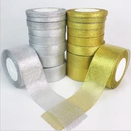Ruy băng nhũ kim tuyến vàng bạc bản 22m 4