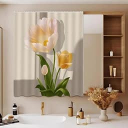 Rèm trang trí gương, Rèm ngắn tủ, chặn trượt, Kệ phòng tắm Rèm bụi, Hoa. Chặn máng xối, không dụng cụ, không khoan, có đường ray trượt. 8