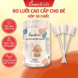 Hộp 30 que gạc rơ lưỡi, que tưa lưỡi  vệ sinh răng miệng cho bé EmmaKids , dùng được cho bé sơ sinh và trẻ nhỏ-LULABU 1
