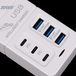 6 Cổng Sạc USB Đa Cổng 35W PD Type-C Điện Thoại Di Động Sạc Nhanh Tường Bộ Sạc TypeC USB Hub Adapter HOT -260901 6