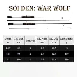 Cần Câu Lure SÓI ĐEN 1m65 1m8 2m1 – Cần Máy Ngang Máy Đứng, Cần Câu Cá Lure 8
