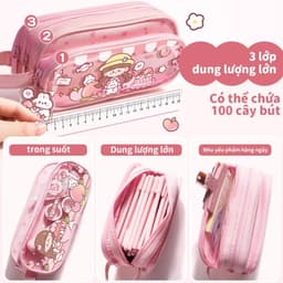 Hộp bút Bóp Viết Trong Suốt Cỡ Lớn In Họa Tiết Dễ Thương Cho Tuổi Teen 7