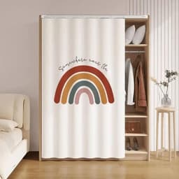 Rèm che đồ lặt vặt tủ quần áo đơn giản, rèm trượt đường ray tự dính, rèm cửa không đục lỗ, che giấu độ xấu, chống bụi, chống dầu, dễ tháo rời và giặt 7