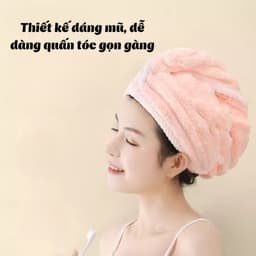 Mũ Quấn Tóc Siêu Thấm Nhanh Khô Cho Phụ Nữ Và Trẻ Em, Chất Liệu Cotton Mềm, Có Nút Cài 5