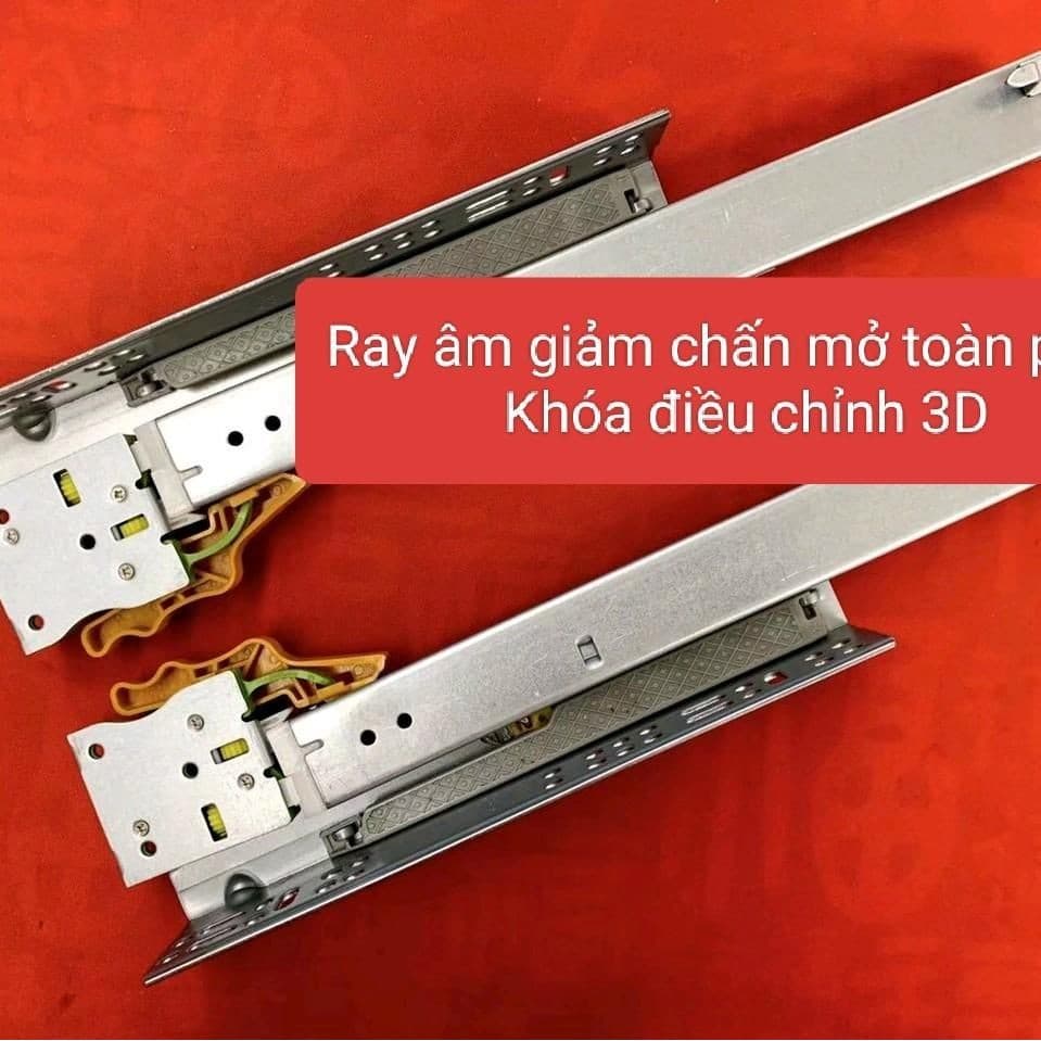 Ray Âm Giảm Chấn Mở Toàn Phần Cao Cấp Điều Chỉnh 3D. Dày 1.8 ly, Chịu Tải Cao 50kg Đóng Mở Êm Ái. Hàng Loại Tốt