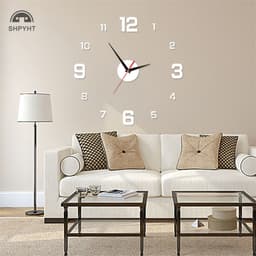 [Shpyht] Đồng hồ treo tường DIY cho văn phòng tại nhà Không khung Đồng hồ treo tường 3D hiện đại Nhãn dán gương Thiết kế phòng khách sạn Trang trí trường học Mới 4