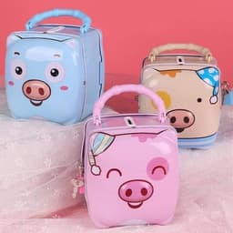 -Két Sắt Tiết Kiệm Hình Con Heo, Két Sắt Mini Hình Con Lợn Có Khoá Đựng Tiền Lì Xì Tết 2