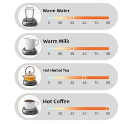 Máy hâm nóng cốc cà phê RGFV, Chức năng hẹn giờ 3 cài đặt nhiệt độ Máy sưởi cốc để bàn, Bộ điều nhiệt chạy bằng USB chạy bằng điện Coaster Tự động tắt cốc Tấm sưởi ấm văn phòng / Sử dụng tại nhà 4