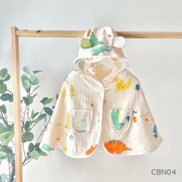 Áo Choàng Chống Nắng Đa Năng Cho Bé Vải Xô Muslin  Có Kính Chống Bụi, Thoáng Mát, Cúc Bấm Tháo Rời Size 3-14kg 3