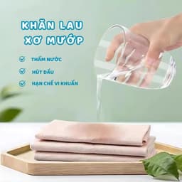 Set 10 Khăn Lau Xơ Mướp Sợi Tự Nhiên Thấm Hút Tốt, Khăn Lau Chén Dĩa Chống Dầu Mỡ, Tái Sử Dụng 4