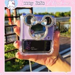 Z Flip 3 - Z Flip 4 - ZFlip3 - Flip3 5G mickey đính đá kèm dây đeo dài lấp lánh chống sốc 1