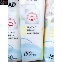 Bông Tẩy Trang Gấu Dâu 150 Miếng, Hatsu 100% Tự Nhiên, Không Gây Kích Ứng, Bông Vuông Hatsu Bông Mềm Bám Viền Vòng Quanh 5