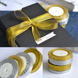 Ruy băng nhũ kim tuyến vàng bạc bản 22m 3