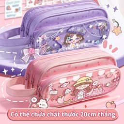 Hộp bút Bóp Viết Trong Suốt Cỡ Lớn In Họa Tiết Dễ Thương Cho Tuổi Teen 1