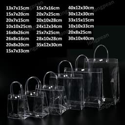 Túi Quà Bằng Nhựa Trong Suốt Có Tay Cầm, Túi Tote Bọc PVC Có Thể Tái Sử Dụng Nhiều Kích Thước Để Mua Sắm Bán Lẻ Goodies Business Boutique Đám Cưới Sinh Nhật Cho Bé Tiệc Tắm Halloween 4