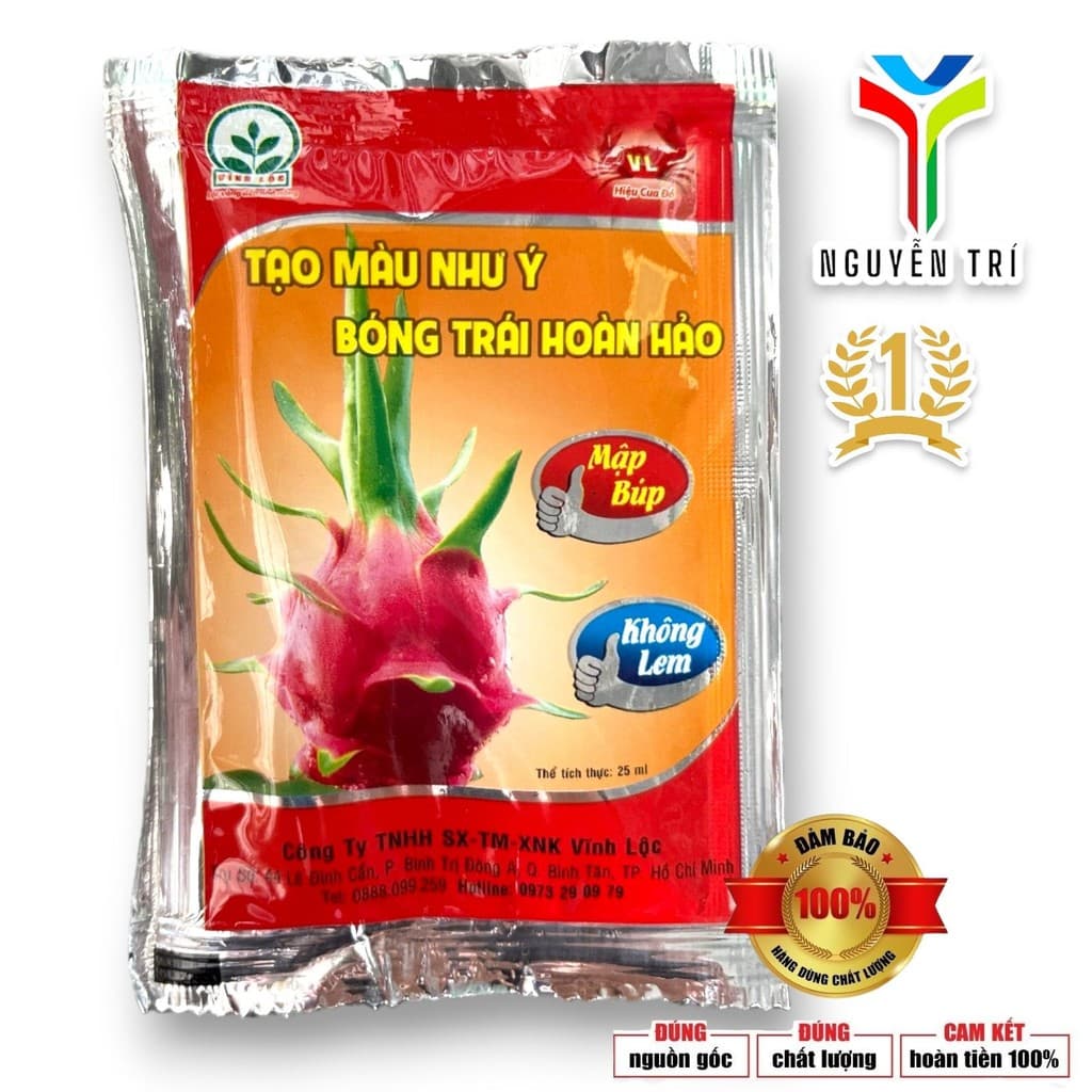 Phân Bón Tạo Màu Thanh Long VN Max (Gói 25ml) - Giúp Lên Màu Mận Đẹp, Tai Xanh, Không Lem