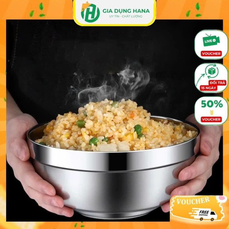Tô chén bát inox kiểu dáng Hàn Quốc 2 lớp cách nhiệt ,Tô Chén inox cao cấp đủ kích cỡ