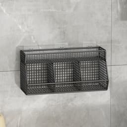 Kệ Inox 3 Ngăn 2 Tầng Lưới Treo Tường Nhà Bếp Và Nhà Tắm, Giỏ Đựng Đồ Lưới Tiết Kiệm Không Gian 3