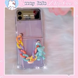 [HÌNH THẬT CÓ SẴN] Ốp trong suốt Samsung Galaxy Z Flip 4 - Z Flip 3 - Z Flip3 - Flip4 5G dây gấu matte sắc màu nổi bật 1