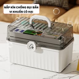Hộp Đựng Thuốc 3 Tầng, Hộp Đựng Thuốc, Đồ Y Tế Gia Đình Có Tay Cầm, Khóa Đóng Mở An Toàn Q080 9